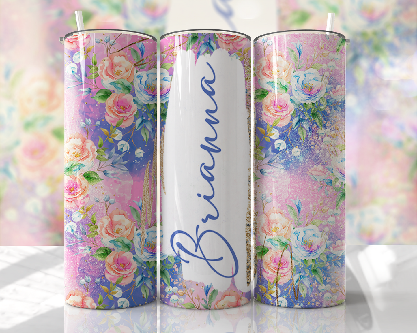 Custom Floral 20oz Sublimated Snowglobe Tumbler